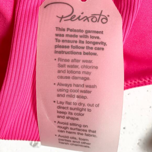 Peixoto Womens One Shoulder 2 Piece Bikini Swim Suit Pink Ribbed Fabric Trim XL - Picture 9 of 15